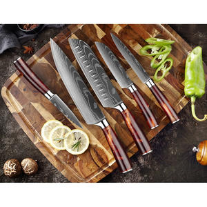 Ensemble de couteaux de cuisine en acier Damas de style japonais, 10 pièces, couteaux de chef, manche en bois fait main, fournitures de restaurant, vente en gros - Product Image 4