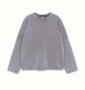 Sweat-shirt à col rond pour femme en coton 100% lavé, de haute qualité, respirant, décontracté, vêtements pour femme, logo personnalisé - Product Image 3