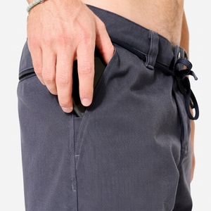 Pantalon décontracté pour homme à séchage rapide, gris foncé, taille élastique avec cordon de serrage et poches latérales, tissu Oxford respirant - Product Image 4