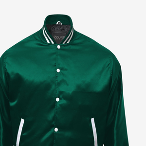 Chaqueta universitaria con letras de satén personalizada y cuello levantado, chaqueta universitaria bordada recubierta - Product Image 3