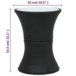 Table d'appoint de jardin moyenne en polyrotin noir avec plateau en verre trempé, tables d'extérieur - Product Image 4