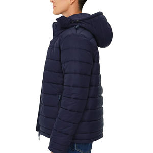 Men Hooded Puffer Jacket <b>Winter</b> Warm <b>Thick</b> Polyester Filling Zipper Closure Casual Loose Fit Solid Color <b>Coat</b> - Product Image 6