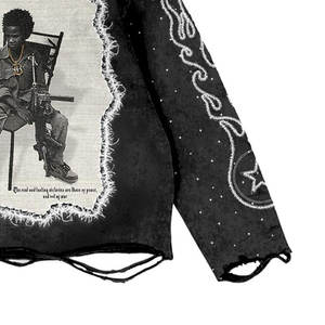 Sudadera con capucha y pantalones de chándal personalizados para hombre, estilo streetwear, con bordado, efecto desgastado por el sol, lavado ácido y parche bordado, estilo vintage y desgastado - Product Image 5