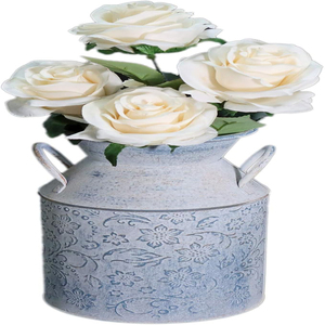Maceta de Metal Galvanizado Estilo Rústico Vintage, Florero Retro Antiguo, Soporte para Flores de Granja/Campo - Product Image 4