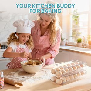 Contenitore per Uova Automatico in Plastica Trasparente da 14 Posti, Organizzatore Impilabile per Frigorifero, Porta Uova per Conservazione in Frigo - Product Image 5