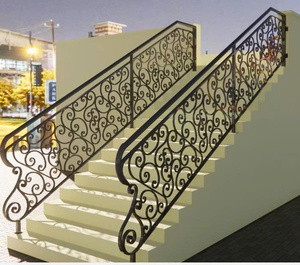 Rampe d'escalier moderne en fer forgé, design décoratif personnalisé, main courante noire d'intérieur, balustres ornementaux de luxe pour villa, résistant à la rouille - Product Image 4