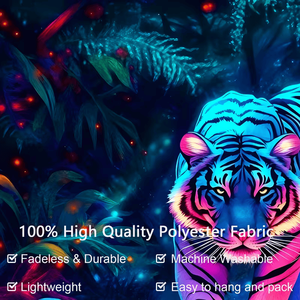 Tigre Majestuoso en un Entorno Natural de Selva, Tapiz Decorativo Fluorescente de Gran Tamaño con Impresión Estética para Colgar en la Pared - Product Image 5