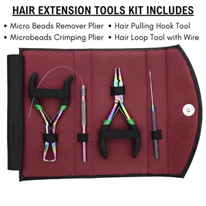 Kit de Herramientas de Acero Inoxidable para Extensiones de Cabello, Alicates para Abrir y Cerrar Microperlas, Gancho para Tirar, Herramienta de Bucle - Product Image 2