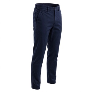 Pantalon Oxford en coton bleu roi coupe droite pour homme, taille mi-haute, devant plat, fermeture boutonnée, formel, infroissable, pour l'automne - Product Image 4