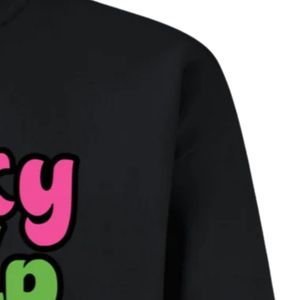 Sudadera de cuello redondo con estampado gráfico Black Pinky Up, manga larga, puños acanalados, top casual de forro polar para mujer, moda urbana. - Product Image 6
