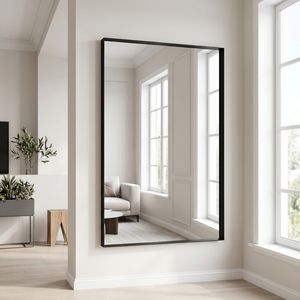 32x40 Inch Black <b>Rectangular</b> Bathroom <b>Wall</b> Mounted Vanity <b>Mirror</b> with Deep Frame - Product Image 1