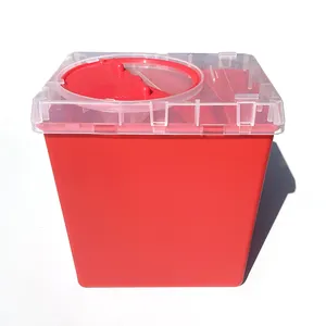 Red Disposable Safety Plastic Medical Waste Box Square Sharp Container For Collecting Needles Sharps