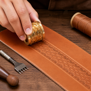 Leather Embossing Roller & Stamp Set for Belts Wallets Keychains | Premium Brass Pattern Embossing <b>Tool</b> for Professional Leather - Product Image 2