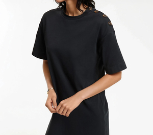 Vestido Camiseta Casual Holgado de Verano para Mujer, Manga Corta, Transpirable, Ligero, de Alta Calidad, con Botones en los Hombros, 2026 - Product Image 4