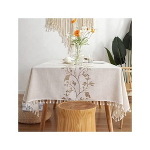 Customized Embroidered Netted Floral DTG Stylish Factory Direct Sale 100% Organic Cotton Easy to Maintain Large Table Clothes - Product Image 5