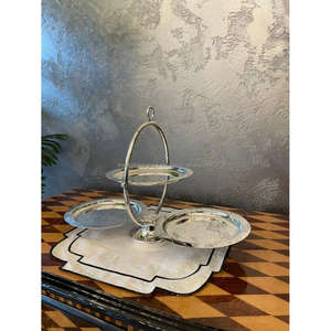 Soporte de pastel plateado de 2 niveles, forma cuadrada, bandejas de postre grandes para servir, soporte de pastel de Metal de alto acabado a precio razonable - Product Image 6