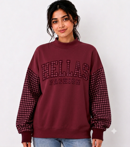 Custom Mock Neck Sweatshirt Lightweight Cotton Fleece Casual Daily Wear Ribbed Cuffs Long Sleeve - Product Image 1