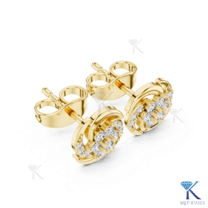 Boucles d'oreilles clous en or massif 14K 18K avec 7 pierres en grappe en forme de tourbillon, diamants de laboratoire, bijoux pour femme, mariage, fête, anniversaire - Product Image 4