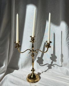 Three Arms Brass Antique Candle Holder For Wedding Occasion Table Display Decorative <b>Candelabra</b> Customizable Designs 2026 - Product Image 2