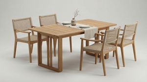Ensemble de table à manger en bois portable de style scandinave moderne avec 4 chaises, design rectangulaire, meubles pour la maison, assemblage non requis, extérieur - Product Image 4