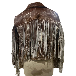 Women's Genuine <b>Cow</b> hair on Leather Moto Jacket Animal Print Zipper Closure Full Sleeve Short Length Stand Collar Autumn Style - Product Image 5