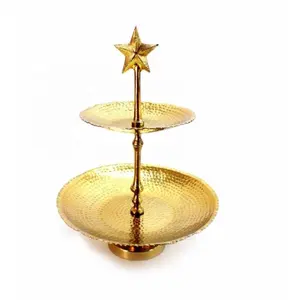 Último diseño estrella en la parte superior 2 niveles Soporte redondo para pasteles soporte de fruta de aluminio soportes herramientas para pasteles de la India Cupcake Display Tower - Product Image 1