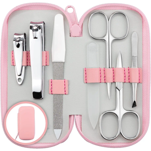 Best Quality Manicure Pedicure Kit Stainless Steel <b>Nail</b> Clippers 7-Piece <b>Set</b> Leather Case Customized Color Made Pakistan - Product Image 4