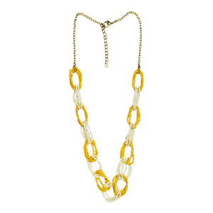 Collar Bohemio con Borlas, Cuentas de Imitación de Perlas Coloridas, Colgantes de Tela Ecológica, Hechos a Mano, Chapados en Oro, Geométricos - Product Image 6