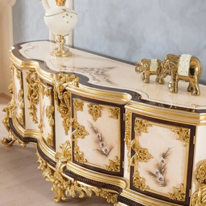 Meuble TV classique en bois de mahogany massif fait main, style européen antique de luxe, écologique, pour salon, Indonésie - Product Image 2