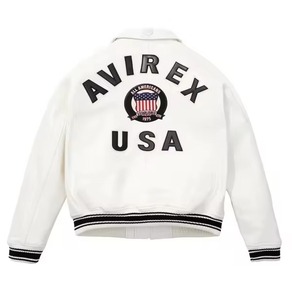 Breathable Windproof Custom Colors Winter Collection White Leather Avirex Men <b>Jackets</b> Avirex Men's Genuine Leather Bomber <b>Jacket</b> - Product Image 2