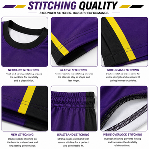 Conjunto de Uniforme de Fútbol Unisex Morado, Amarillo y Negro, Sublimado, Transpirable, de Poliéster, Servicio OEM para Adultos, Personalizado de Alta Calidad - Product Image 6