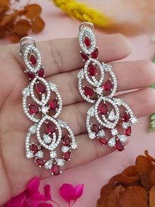 Elegant Premium Quality <b>Silver</b> Plated Moissanite <b>Drop</b> Statement <b>Earring</b> for Women Evening Look Party Wear Fashion Collection - Product Image 5