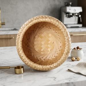Panier de rangement en bambou fait main avec couvercle, panier tressé double couche, boîte à thé naturelle, petit organisateur décoratif rustique pour la maison, OEM Sup - Product Image 4