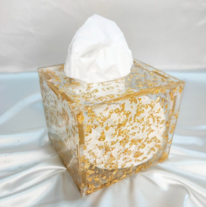 Ecológico hecho a mano moderno elegante cielo azul Aqua remolino resina servilleta tejido caja de almacenamiento cubierta para hoteles hospitalidad - Product Image 6