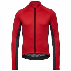 เสื้อปั่นจักรยานแขนยาวสีดำแบบซิปเต็มตัวทรงพอดีตัว - Product Image 4
