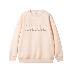 Custom 3D Embossed Hoodie Sweatshirt Cotton Crew Neck <b>Jumper</b> Oversize Custom Prints Embossed Sweatshirts - Product Image 5