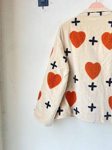 Handmade 100% Cotton Velvet Suzani Kimono Jacket | Winter Breathable Eco-Friendly Quilted Boho Design Embroidery <b>Covered</b> <b>Buttons</b> - Product Image 4