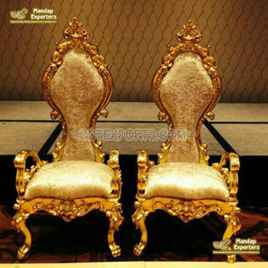 เก้าอี้บัลลังก์ที่กำหนดเองสำหรับเวทีงานแต่งงานงานแต่งงานสีขาวทองกษัตริย์ราชินีเก้าอี้พระราชสีขาวทองเงินเฟอร์นิเจอร์จัดงานแต่งงาน - Product Image 5