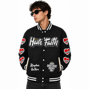 Wholesale 100% Wool Lettermen Varsity <b>Jackets</b> for <b>Men</b> Premium Leather Stand Collar Front Windproof Quick Dry Custom Latest - Product Image 2