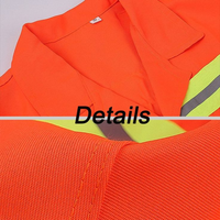 Chemise de travail à manches courtes pour homme, orange, haute visibilité, avec bandes réfléchissantes, uniforme en polyester