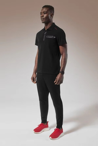 Set Uniforme da Uomo Nero con Tasche Zip e <span class=keywords><strong>Sneakers</strong></span> Rosse, Set Completo con Tasche Zip e <span class=keywords><strong>Sneakers</strong></span> per Ospedale - Product Image 1
