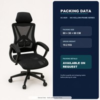 Chaise de bureau en maille à structure creuse avec appui-tête, pivotante, pour bureau ouvert, bureau de direction et espace de travail à domicile