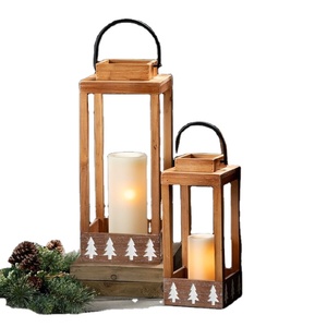 Wooden Mango Material Candle <b>Lantern</b> High Quality Top Selling Hotel and Cafe Used Home Decor Set of 2 <b>Lantern</b> - Product Image 1