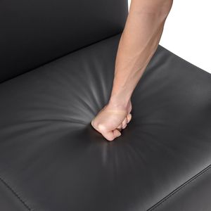 Lussuosa Poltrona in Pelle Nera con Cuscino Resistente e Schienale in Legno Massello, Comodo Arredo per Soggiorno - Product Image 6