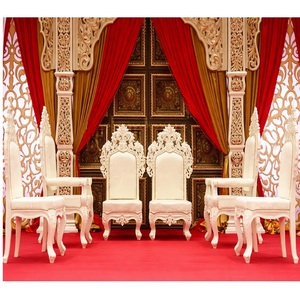 ชุดเก้าอี้งานแต่งงานสไตล์บอลลีวูดแบบอินเดีย เก้าอี้บัลลังก์งานแต่งงานสีงาช้างสุดหรู เก้าอี้งานแต่งงานแบบพระมหาราชา สหรัฐอเมริกา - Product Image 1