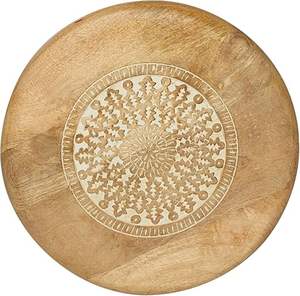 Table d'appoint vintage traditionnelle indienne en bois à trois pieds, durable et écologique, pour livres, magazines, plantes naturelles, petite taille - Product Image 4