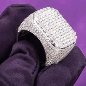 แหวนฮิปฮอปดีไซน์หรู ปี 2026 ผ่านการทดสอบเพชร  ทำจากเงินแท้ 925 ประดับเพชรโมอิสซาไนต์ VVS ทรงปรินเซสคัท สำหรับผู้ชาย - Product Image 3