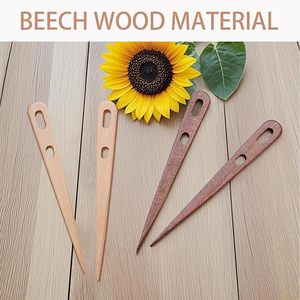 Large Handmade Simple Eco-Friendly Square Wooden Nalbinding Needle Two Eye Weaving Knitting Sewing Tapestry <b>Wool</b> Yarn <b>Craft</b> Tool - Product Image 4