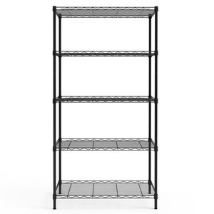 Scaffale in Ferro a 5 Ripiani 74*34*150cm, Unità di Stoccaggio con Spaziatura Regolabile, Espositore con Piedini Regolabili, Verniciato a Polvere Nero Lucido - Product Image 2