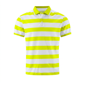 เสื้อโปโลแขนสั้นผู้ชาย ผ้าลำลองทรงปกติ สีน้ำเงินขาว ลายทอ - Product Image 2